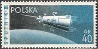 (1959-041) Марка Польша "Спутник 3" Перф. гребенчатая 12½ III Θ